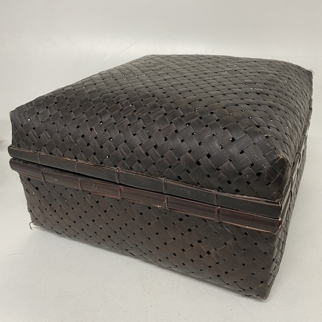 BOX, Dark Brown Woven Bamboo